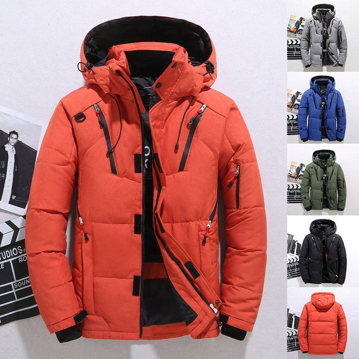Men’s Outdoor Windproof Hooded Jacket with Pockets