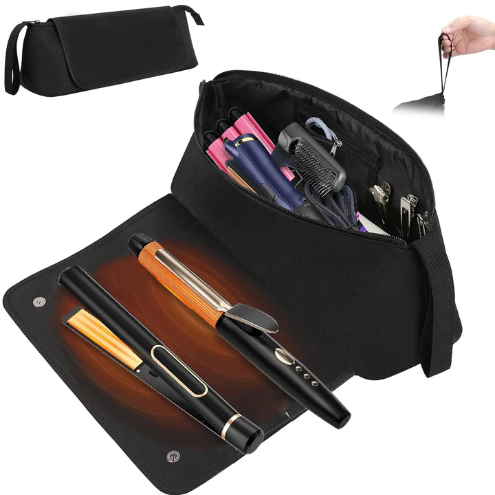 Hair Tools Travel Bag Heat Resistant Hot Tools Organizer Black