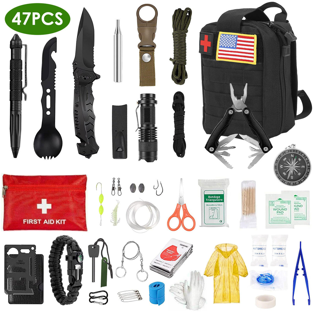 47-Pcs Emergency Survival Kit with Pouch