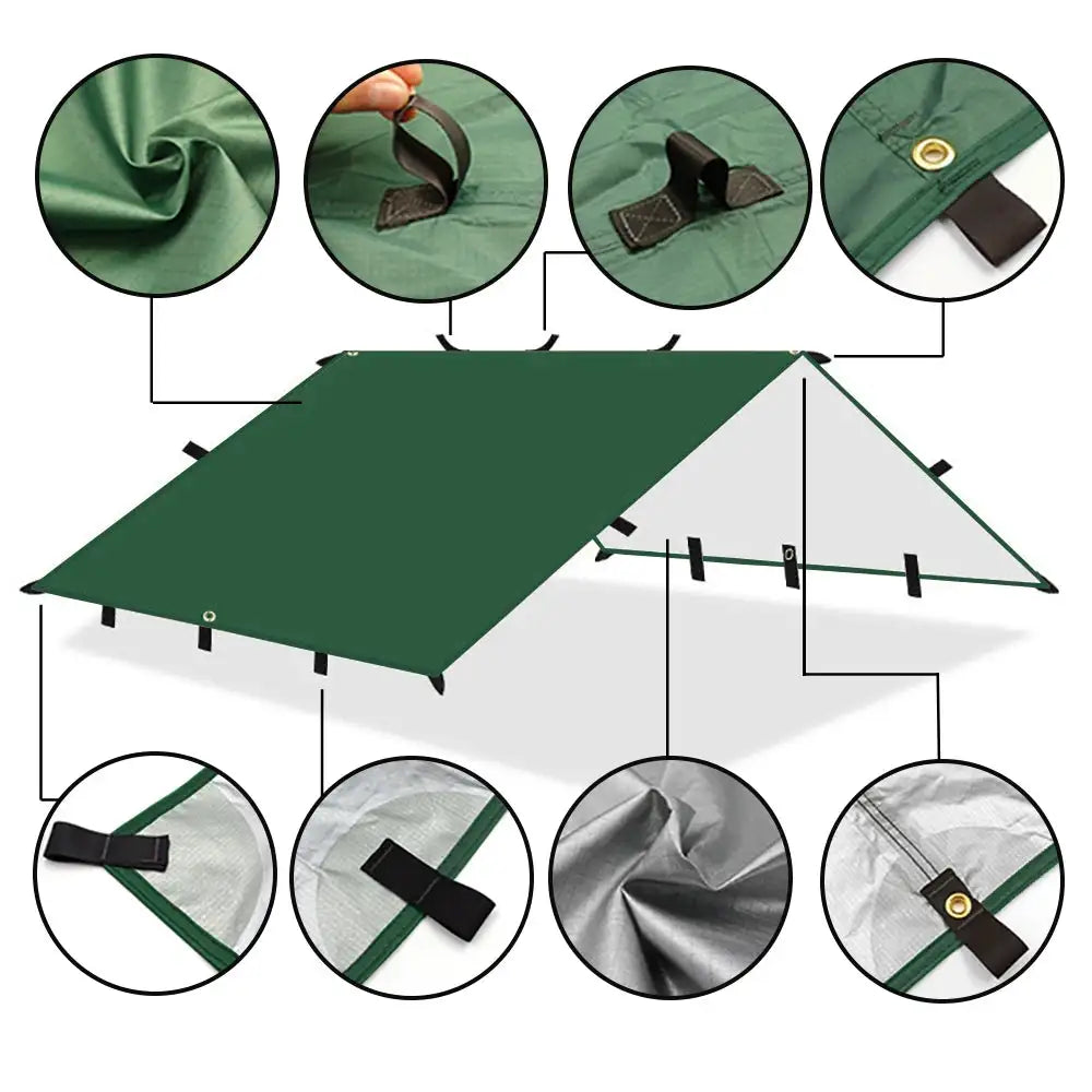 Multi-Size Waterproof Tent Tarp – Outdoor Sun Shelter