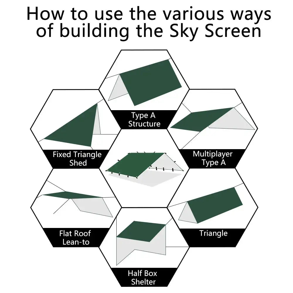 Multi-Size Waterproof Tent Tarp – Outdoor Sun Shelter