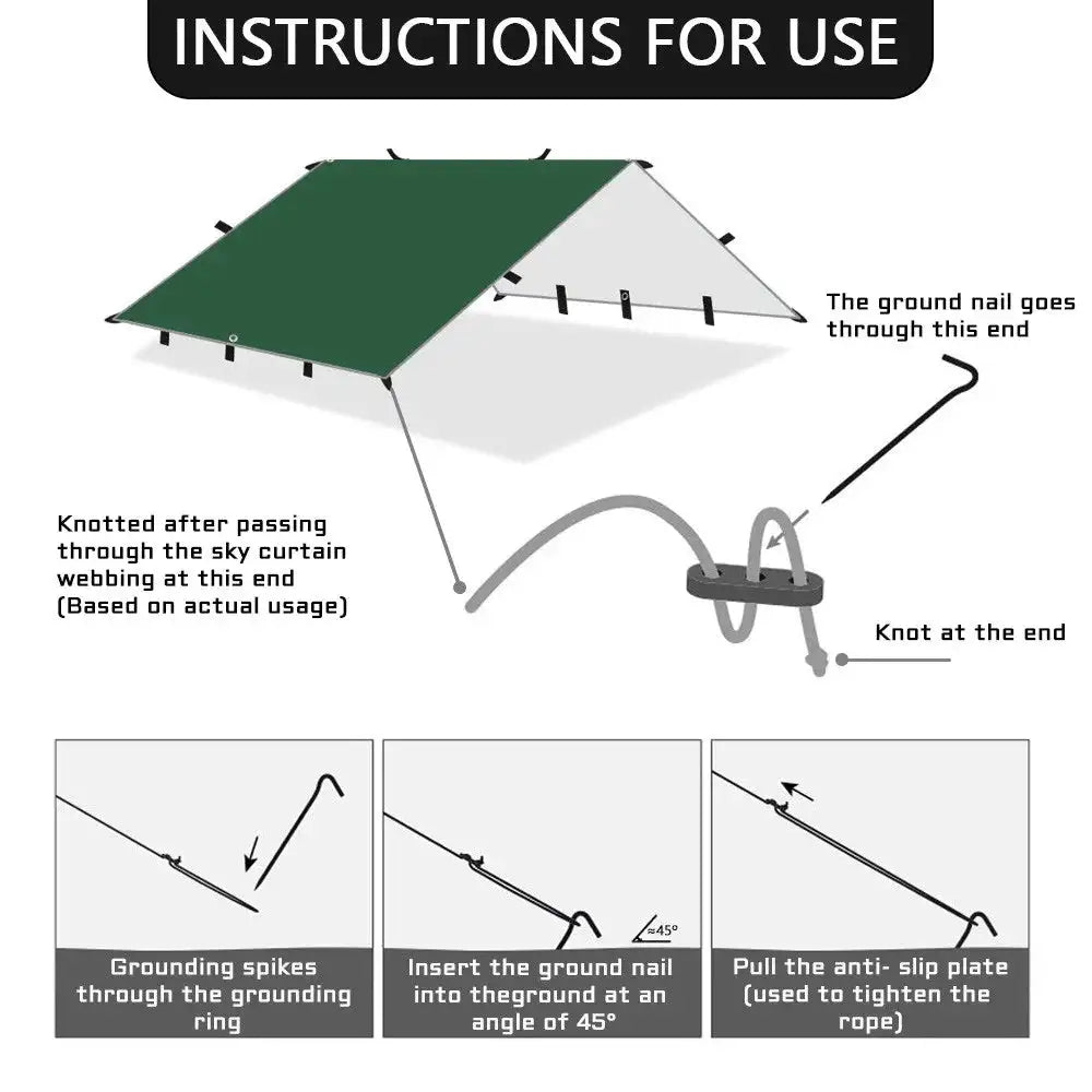 Multi-Size Waterproof Tent Tarp – Outdoor Sun Shelter