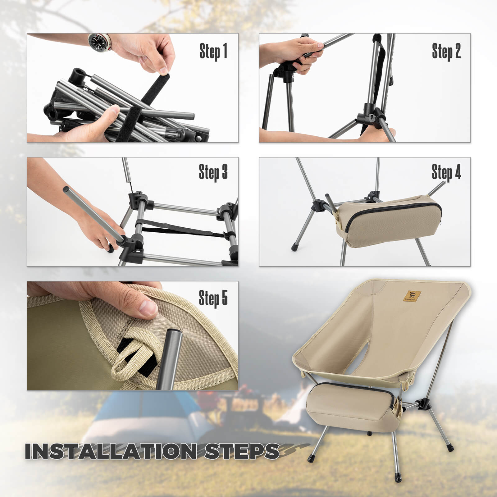Qunature Lightweight Folding Camp Chair with Storage Bag