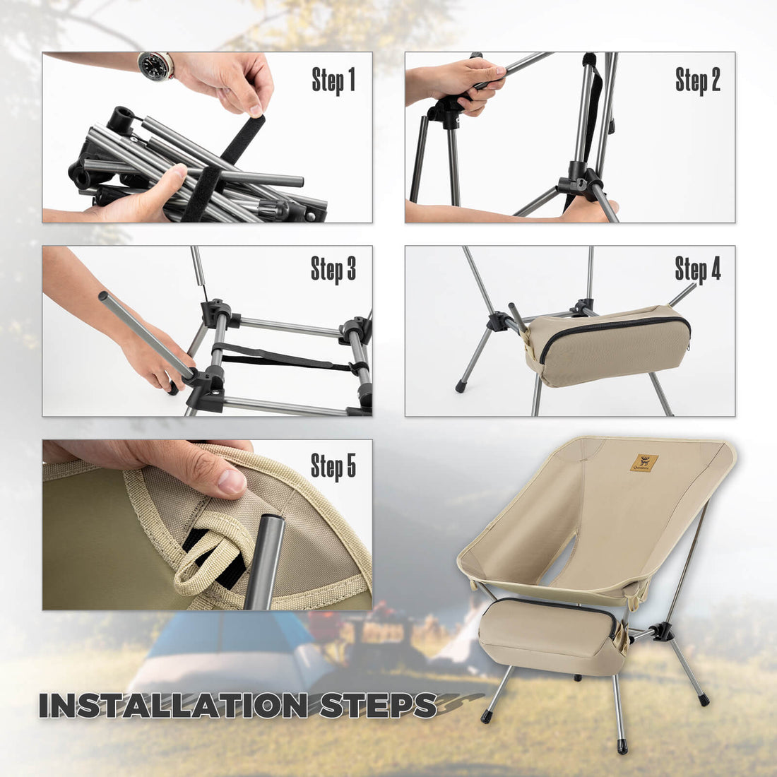 Qunature Lightweight Folding Camp Chair with Storage Bag